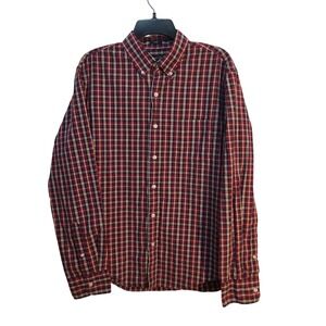 J.Crew Mercantile Flex Slim Fit Plaid Button Down Shirt Mens Large Red Navy L